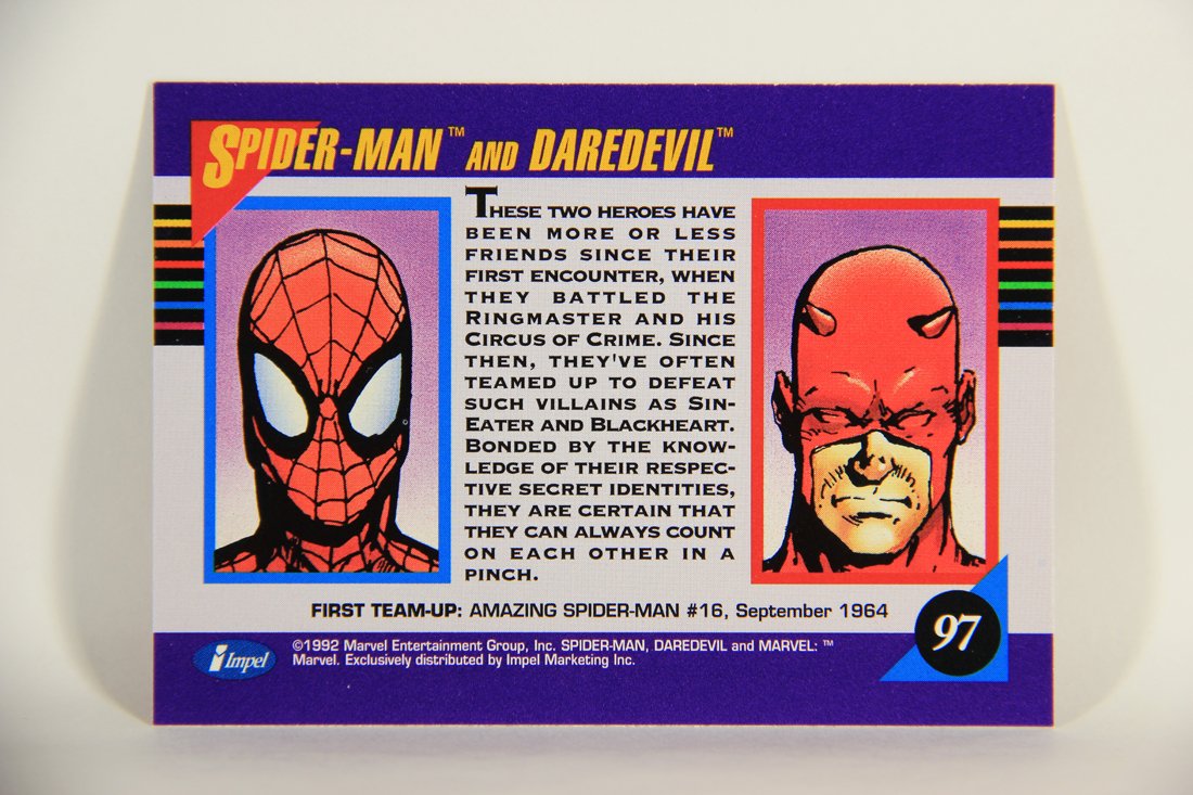 1992 Marvel Universe Series 3 Trading Card #97 Spider-Man And Daredevil ENG L011960