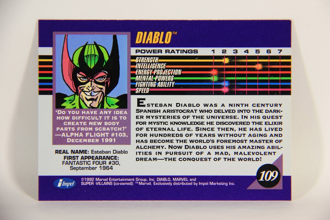 1992 Marvel Universe Series 3 Trading Card #109 Diablo ENG L011972