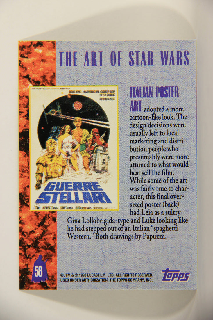 Star Wars Galaxy 1993 Topps Card #58 A New Hope Italian Poster Artwork ENG L012100