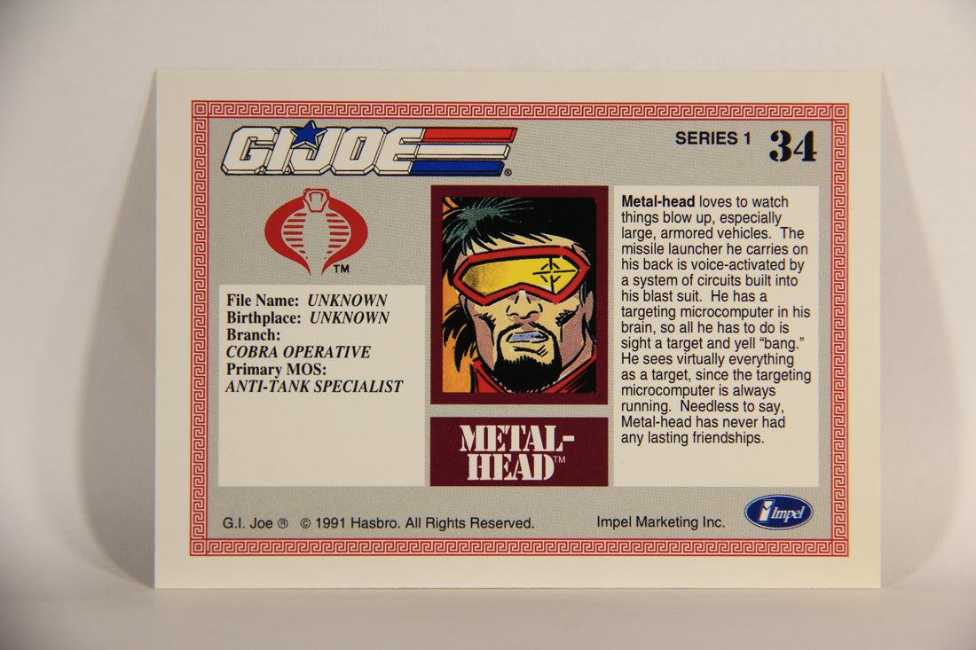 GI Joe 1991 Impel Trading Card #34 Metal-Head ENG L012255