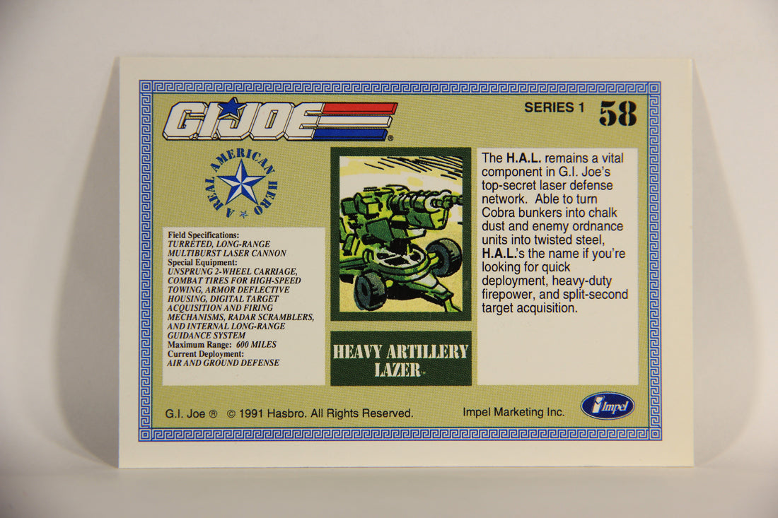 GI Joe 1991 Impel Trading Card #58 Heavy Artillery Lazer H.A.L. ENG L012279