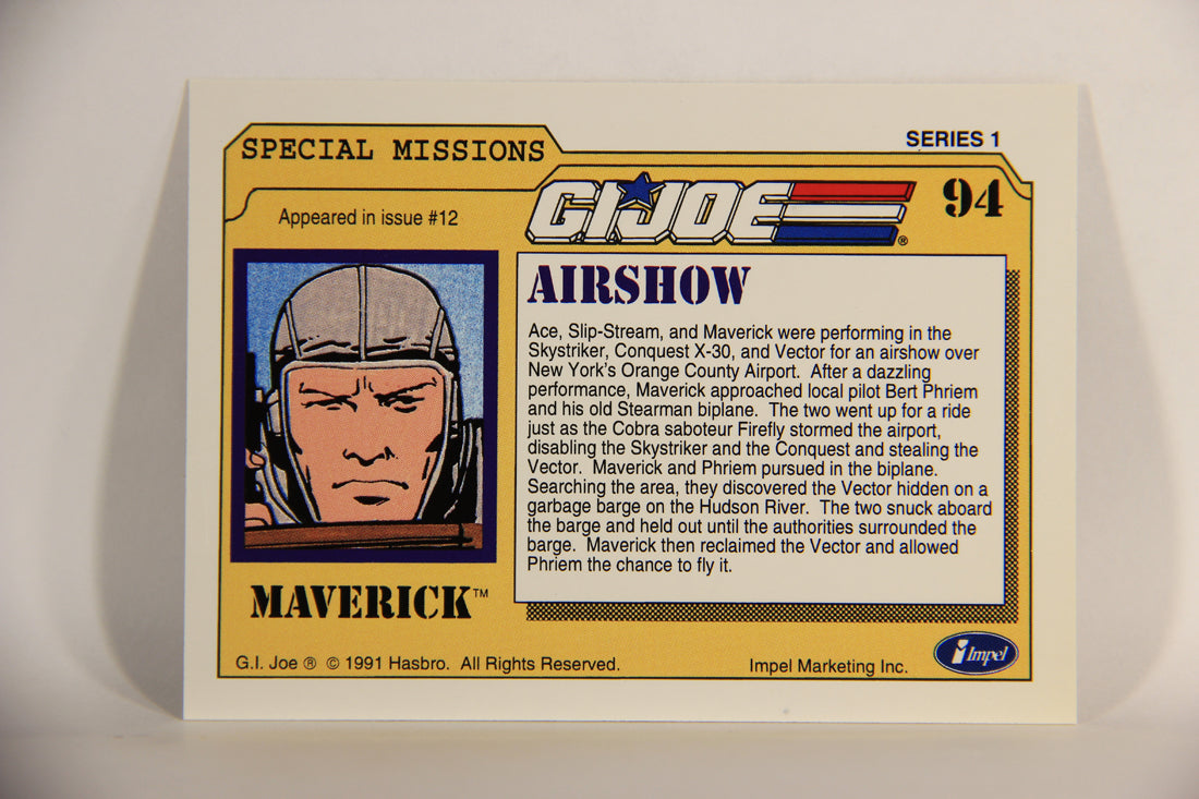 GI Joe 1991 Impel Trading Card #94 Airshow ENG L012315