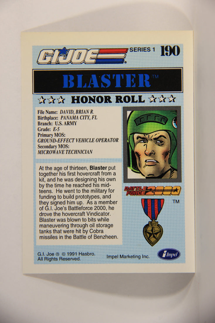 GI Joe 1991 Impel Trading Card #190 Blaster ENG L012411