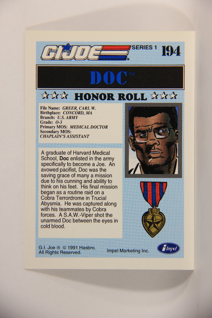 GI Joe 1991 Impel Trading Card #194 Doc ENG L012415