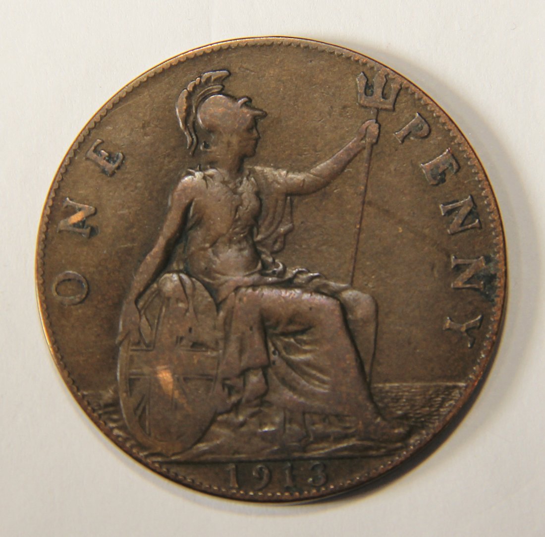 1913 Great Britain One Penny George V - Large Penny Coin L012544