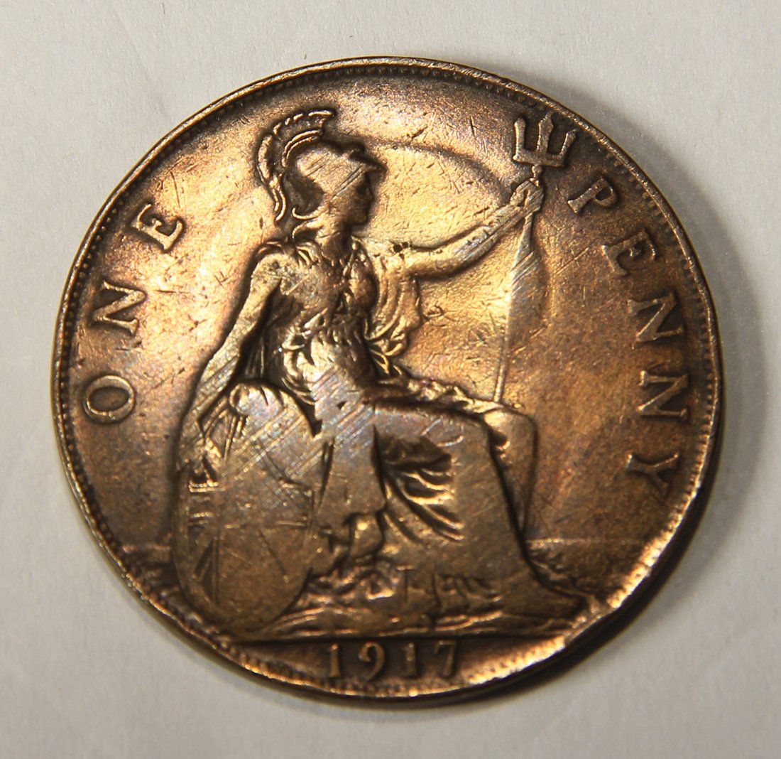 1917 Great Britain One Penny George V - Large Penny Coin L012545
