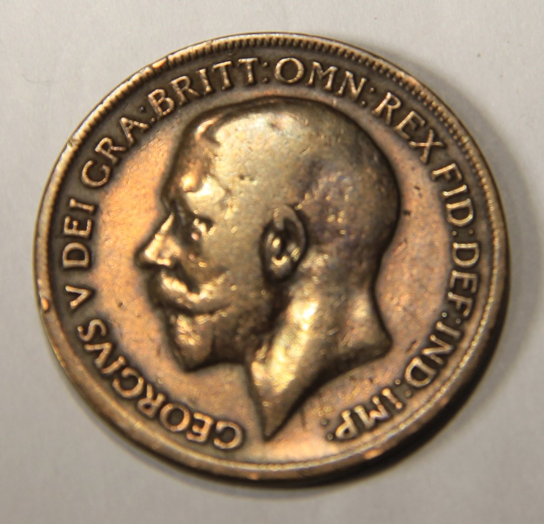 1917 Great Britain One Penny George V - KM#810 Large Penny Coin L012545