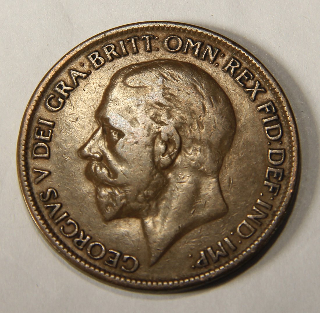 1927 Great Britain One Penny George V - KM#826 Large Penny Coin L012550