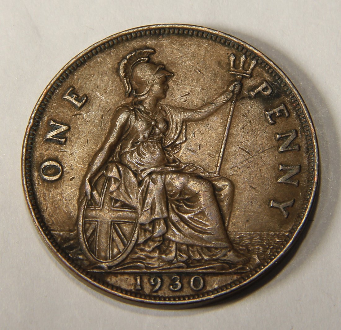1930 Great Britain One Penny George V - Large Penny Coin L012552