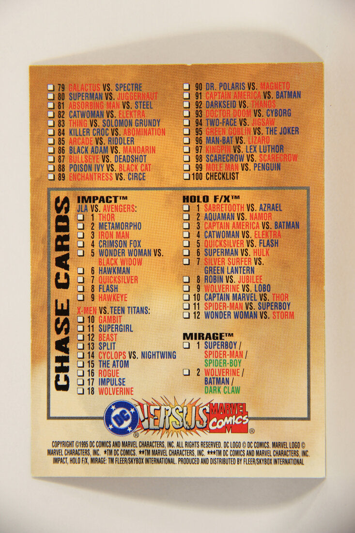 DC Versus Marvel Comics 1995 Trading Card #100 Checklist ENG L012645