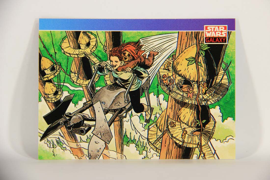 Star Wars Galaxy 1993 Topps Card #85 Leia In Poncho With Ewok Artwork ENG L013514