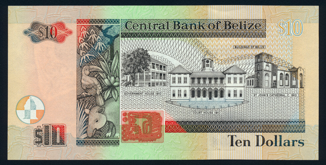 Belize 10 Dollars 2001 KP-62b Banknote AU-UNC L014467