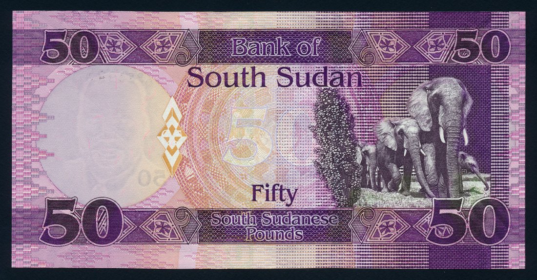 South Sudan 50 Pounds 2017 KP-14c Elephants Banknote EF +++ L014514