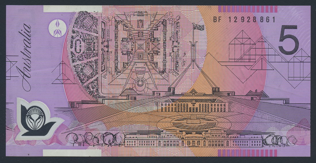 Australia 5 Dollars 2012 KP-57g Polymer Banknote VF ++ Paper Money L014527