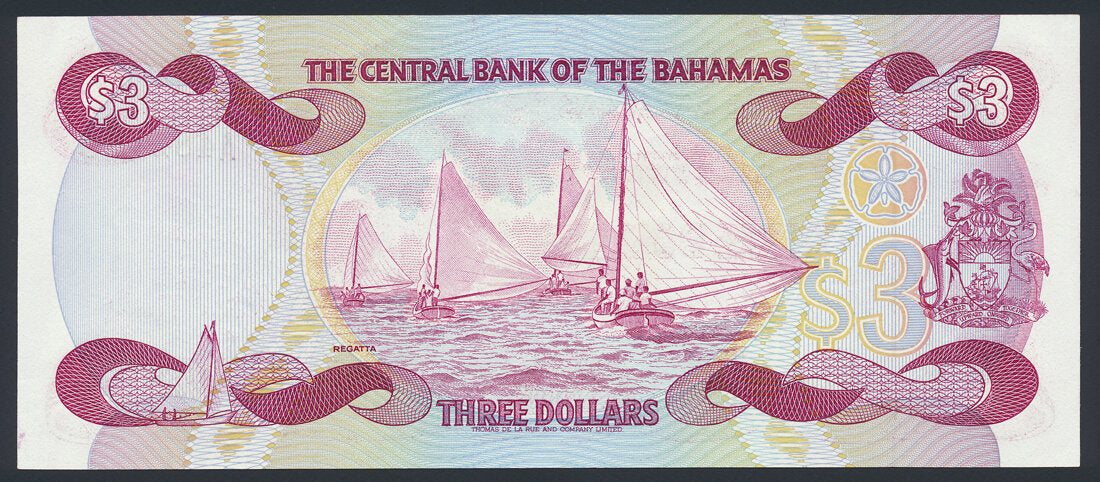 Bahamas 3 Dollars 1984 KP-44a Banknote AU L014535