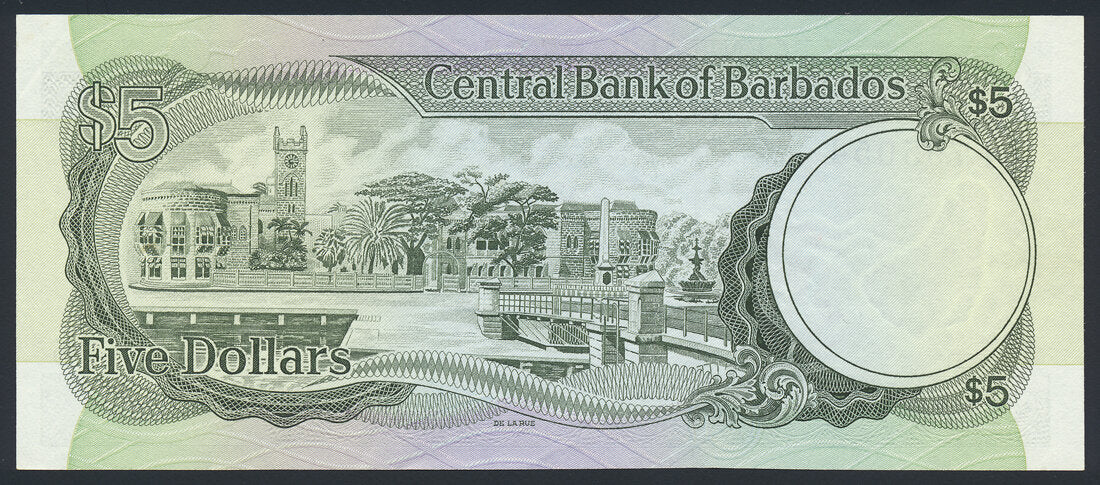 Barbados 5 Dollars 1975 KP-32a Banknote Extremely Fine EF L014543