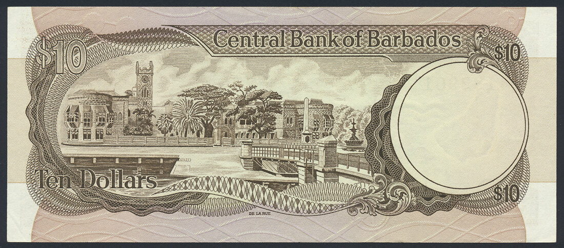 Barbados 10 Dollars 1973 KP-33a Banknote Extremely Fine EF L014544