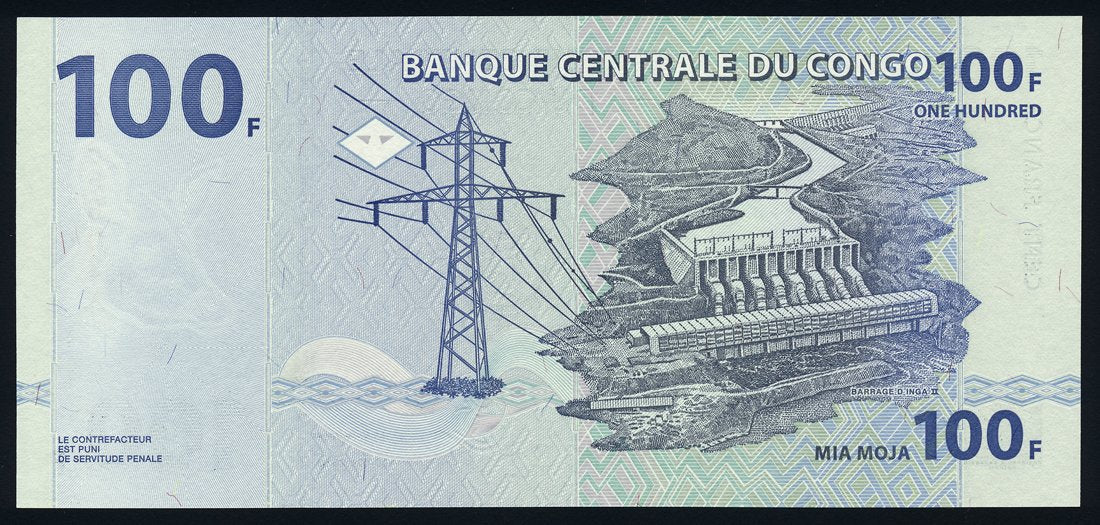 Congo Democratic Republic 100 Francs 2000 KP-92A Banknote UNC Elephant L014547