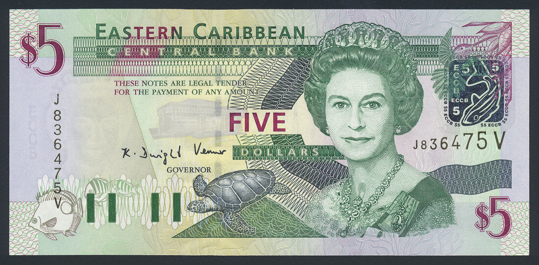 East Caribbean 5 Dollars 2003 KP-42v St. Vincent Banknote UNC L014555