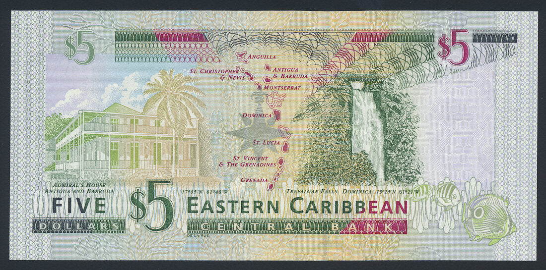 East Caribbean 5 Dollars 2003 KP-42v St. Vincent Banknote UNC L014555