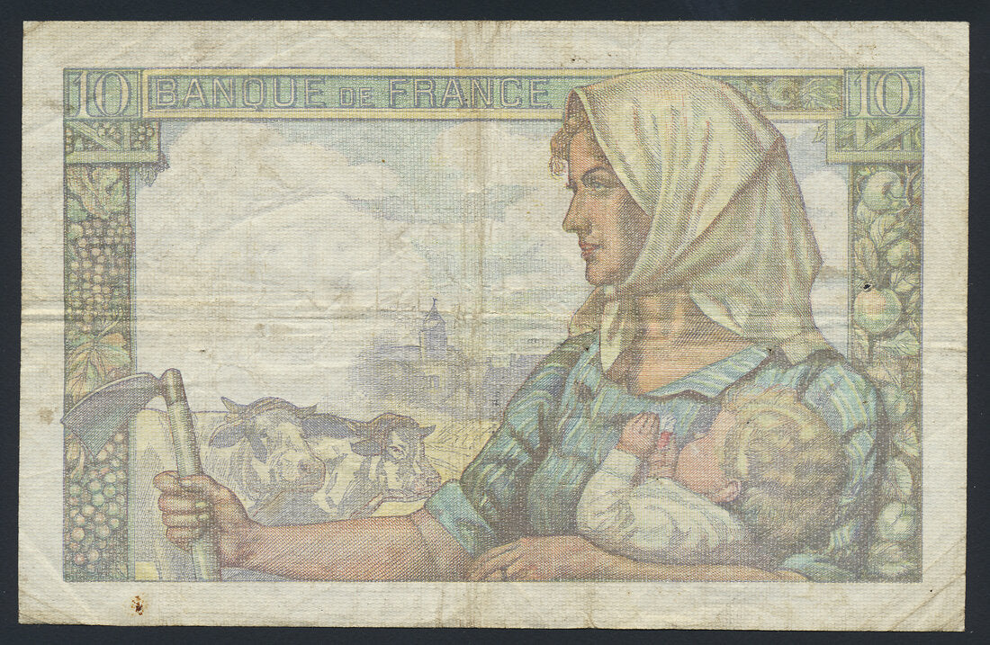 France 10 Francs 1942 KP-99b Banknote VF L014561