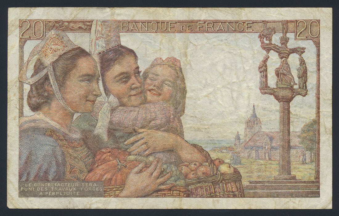 France 20 Francs 1942 KP-100a Banknote Fine L014562