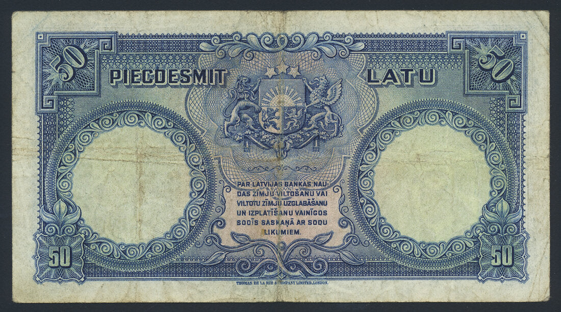 Latvia 50 Latu 1934 KP-20a Banknote Fine L014571