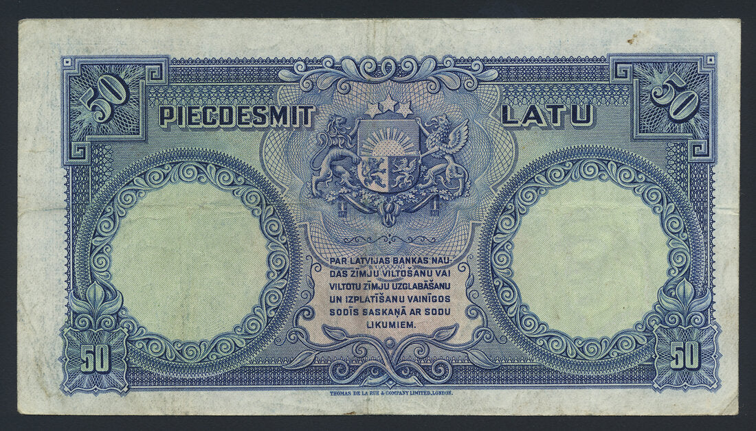 Latvia 50 Latu 1934 KP-20a Banknote Fine L014573