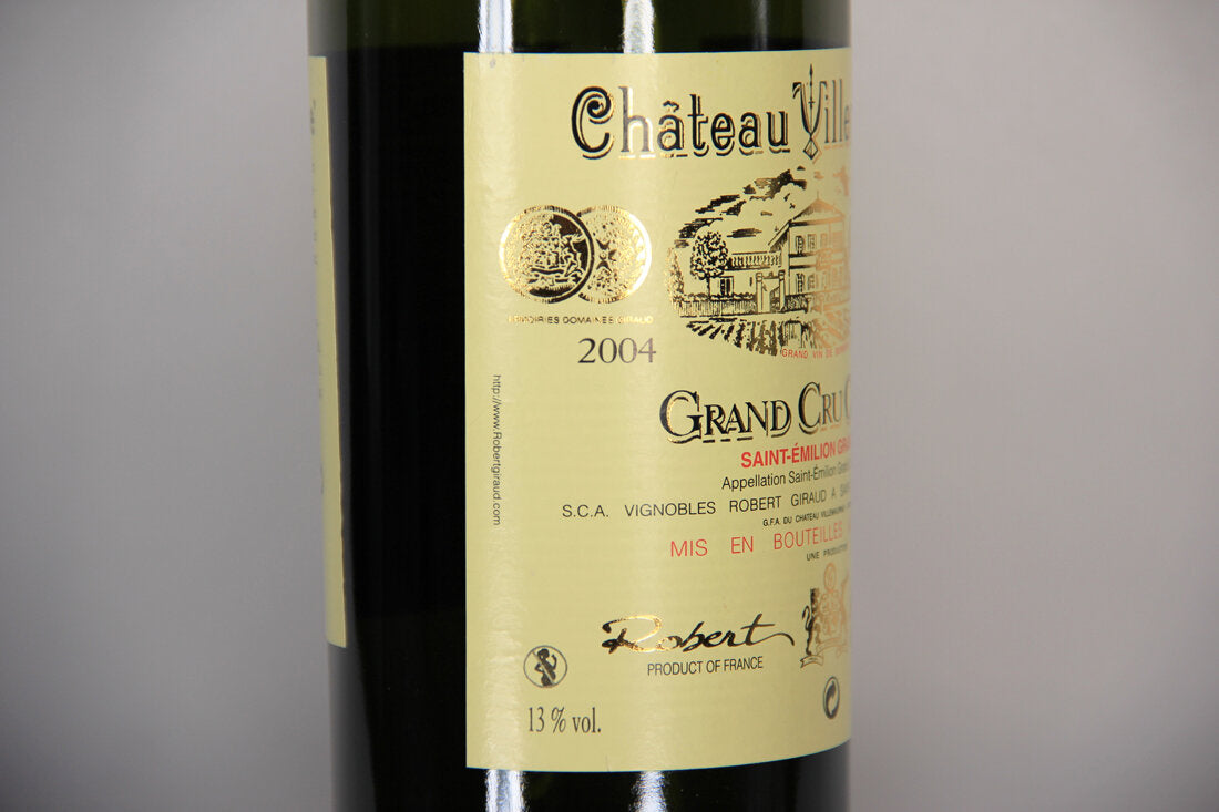 Château Villemaurine St-Émilion Grand Cru Classé 2004 Empty Wine Bottle L014682