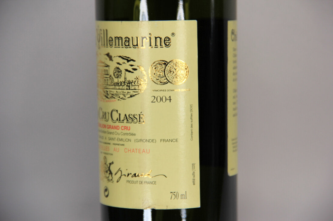 Château Villemaurine St-Émilion Grand Cru Classé 2004 Empty Wine Bottle L014682
