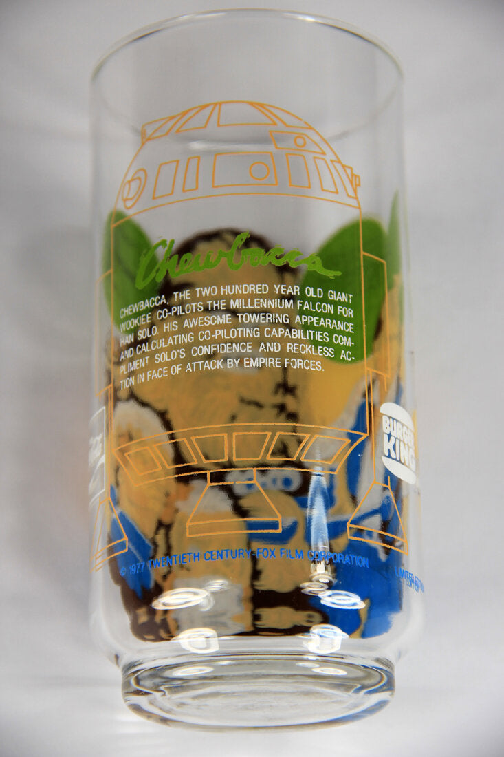 Star Wars 1977 Burger King Vintage Drinking Glass Chewbacca A New Hope L014817