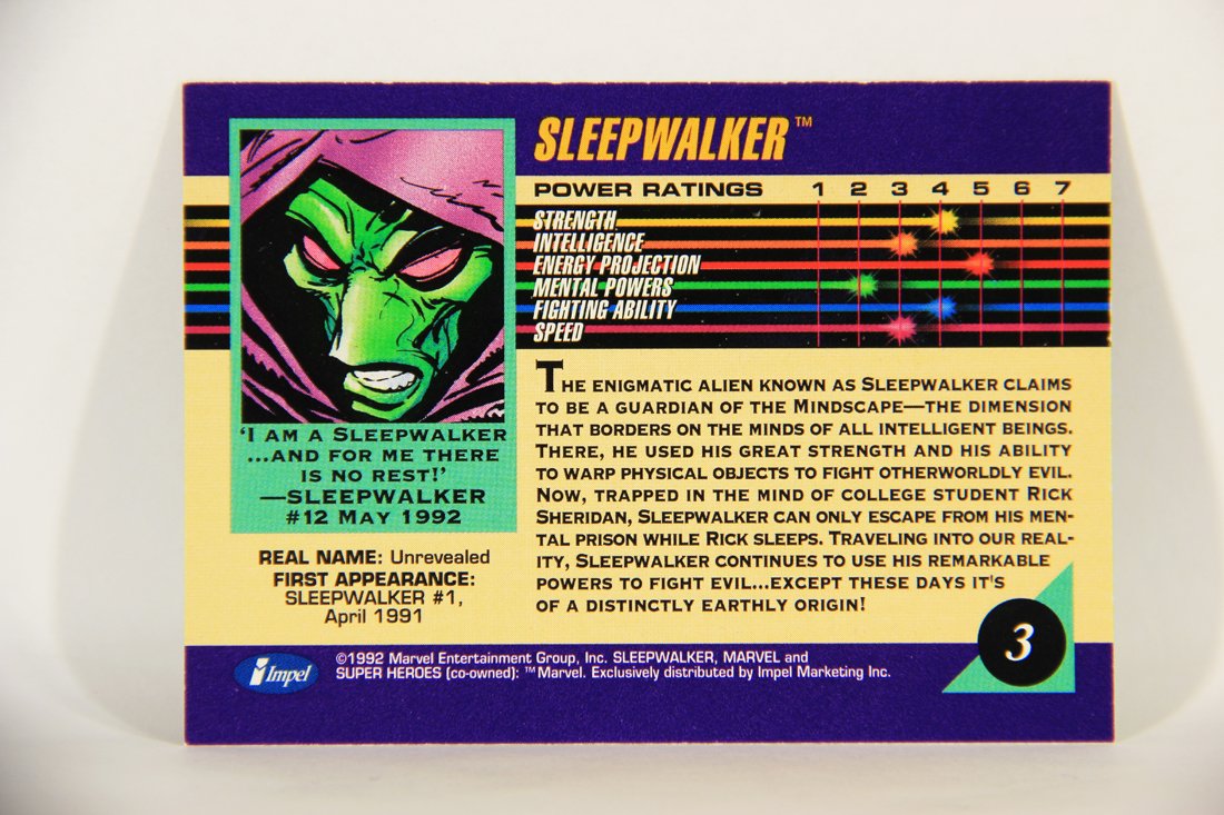 1992 Marvel Universe Series 3 Trading Card #3 Sleepwalker ENG L014881