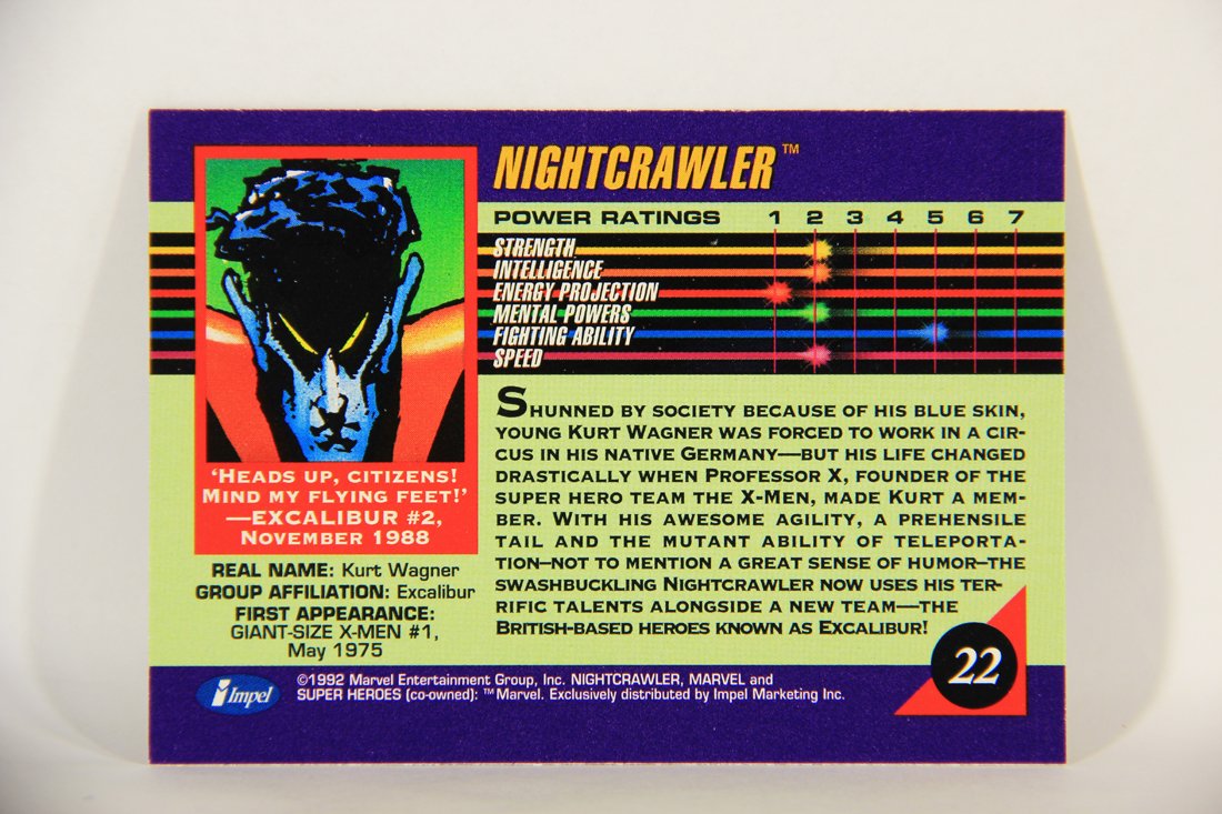 1992 Marvel Universe Series 3 Trading Card #22 Nightcrawler ENG L014884