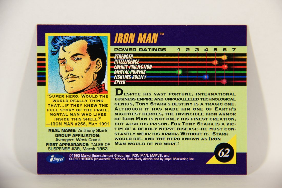 1992 Marvel Universe Series 3 Trading Card #62 Iron Man ENG L014891