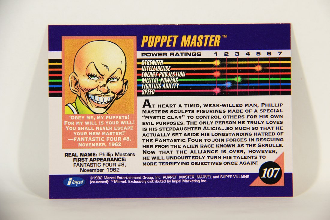 1992 Marvel Universe Series 3 Trading Card #107 Puppet Master ENG L014901
