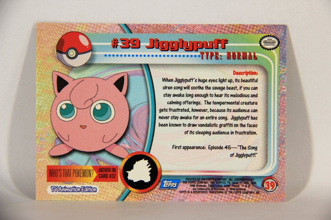 Pokémon Card Jigglypuff #39 TV Animation Blue Logo 1st Print ENG L014920