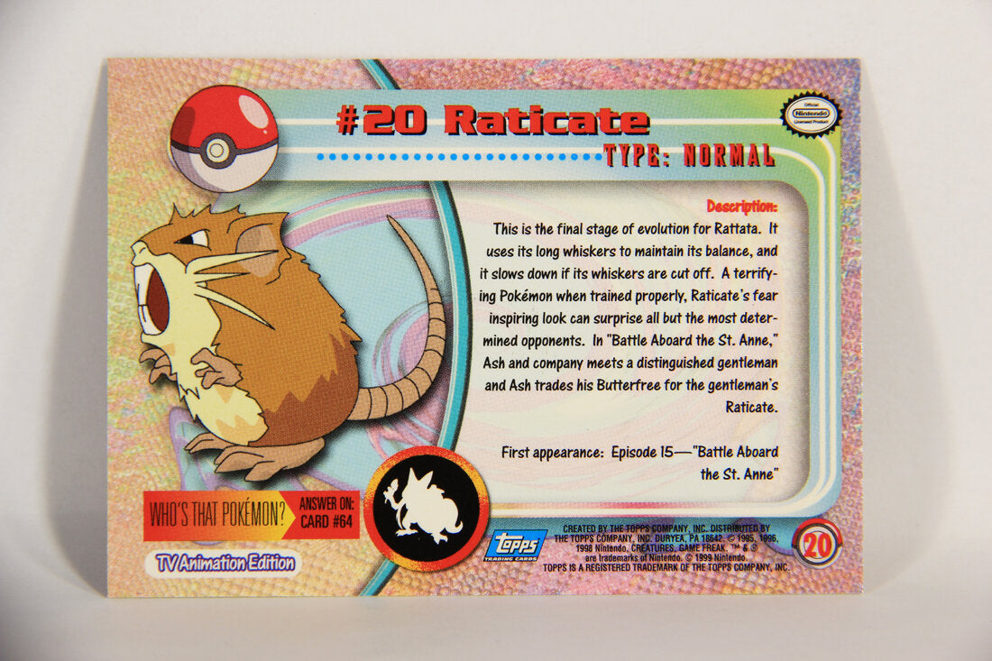 Pokémon Card Raticate #20 TV Animation Blue Logo 1st Print ENG L015185