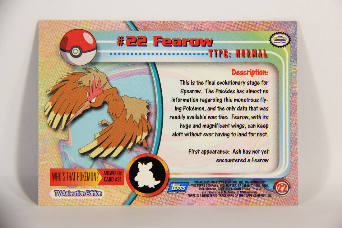 Pokémon Card Fearow #22 TV Animation Blue Logo 1st Print ENG L015187