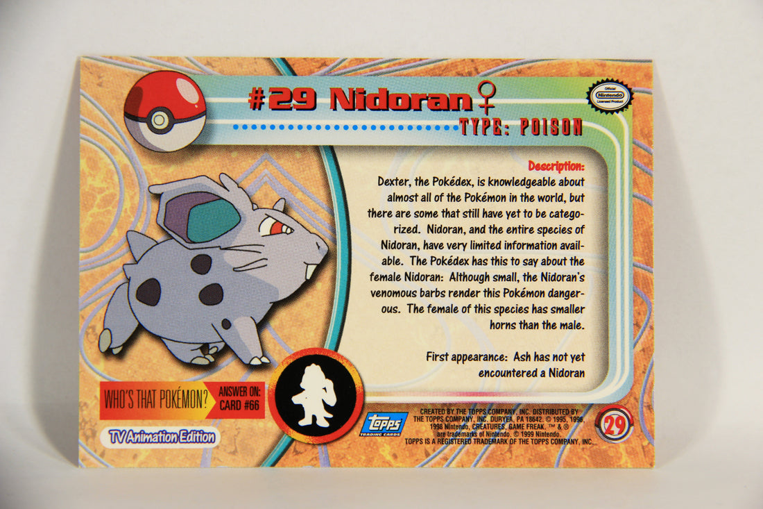 Pokémon Card Nidoran #29 TV Animation Blue Logo 1st Print ENG L015192
