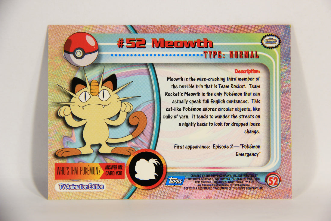 Pokémon Card Meowth #52 TV Animation Blue Logo 1st Print ENG L015215
