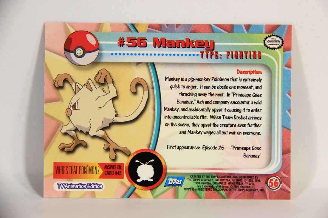 Pokémon Card Mankey #56 TV Animation Blue Logo 1st Print ENG L015219