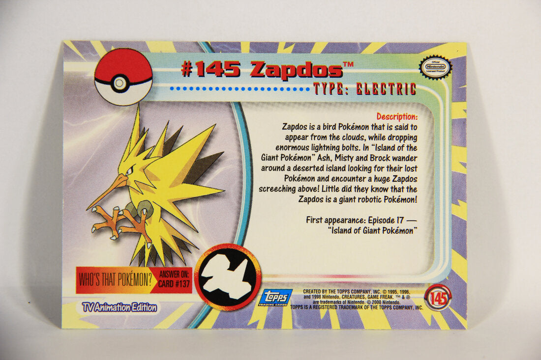 Pokémon Card Zapdos #145 TV Animation Blue Logo 1st Print ENG L015299