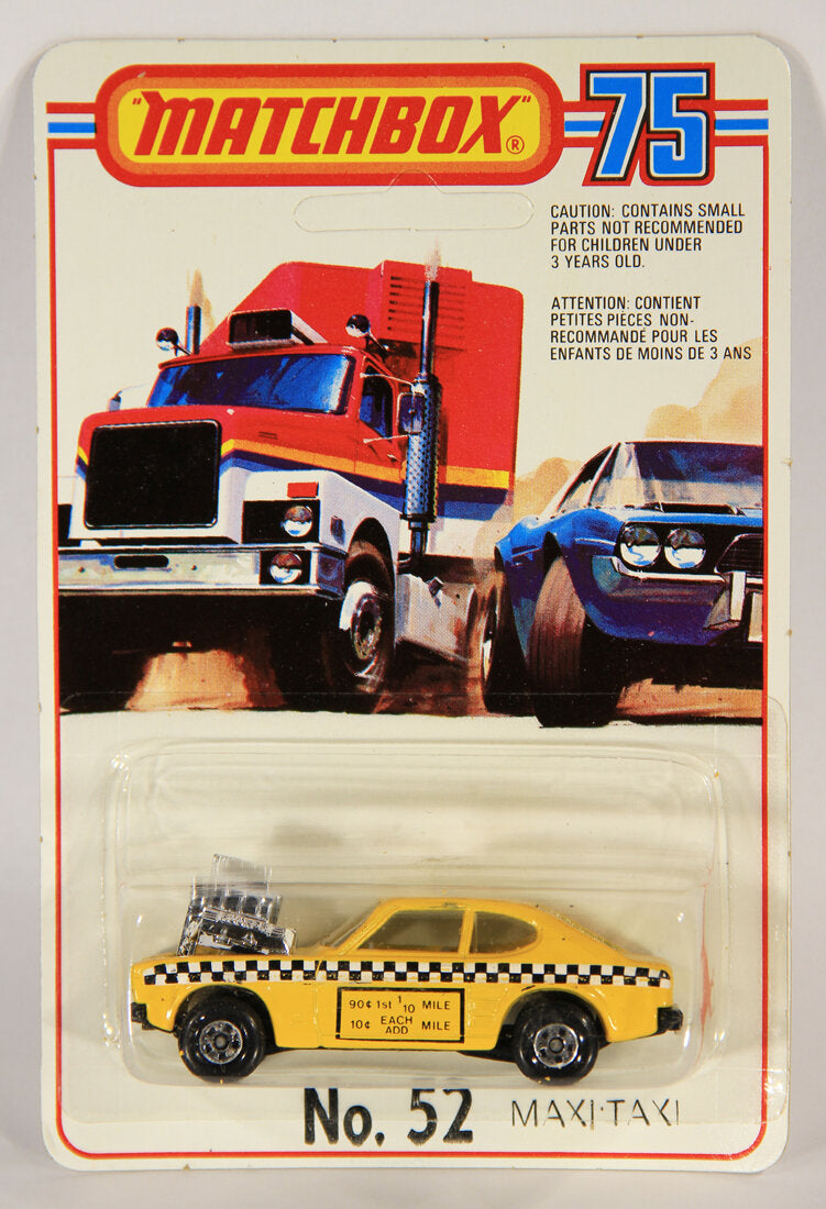 Matchbox 75 Vintage Die-Cast 1978 Rola-Matics #72 Maxi Taxi 52 Original Canadian Fr-Eng L015320