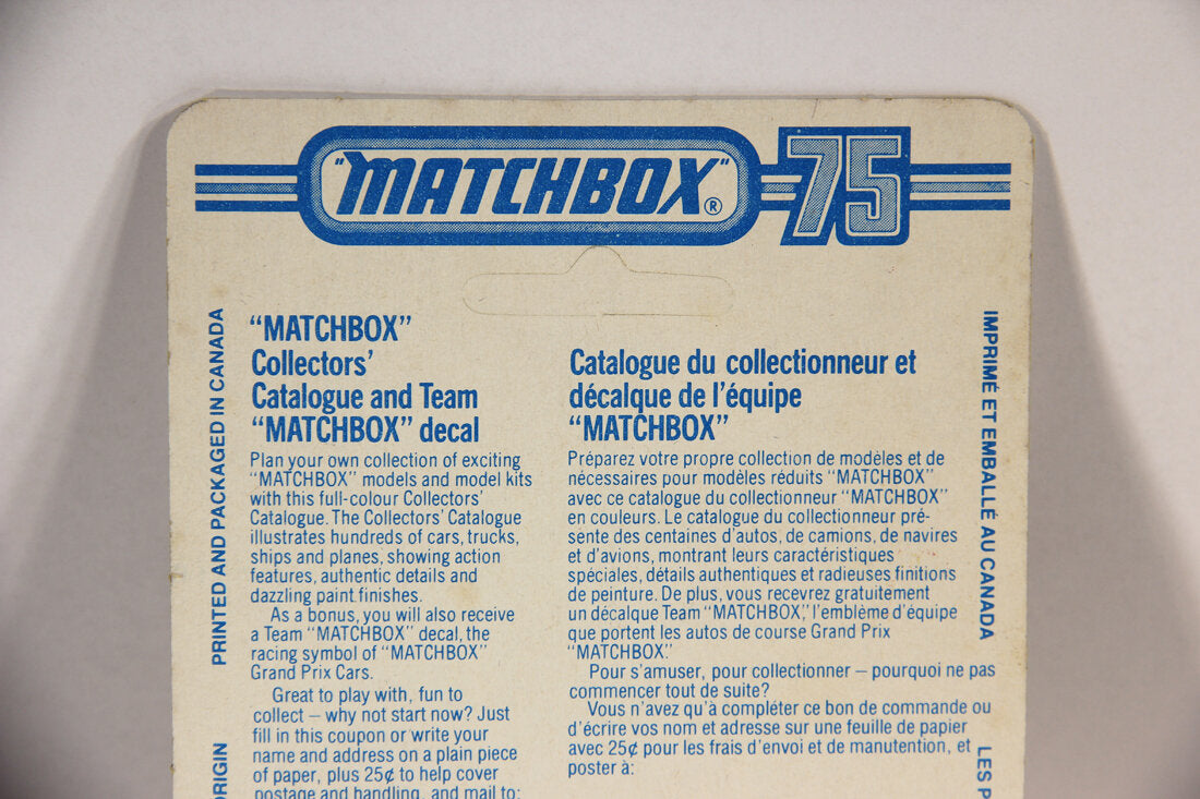 Matchbox 75 Vintage Die-Cast 1978 Rola-Matics #72 Maxi Taxi 52 Original Canadian Fr-Eng L015320