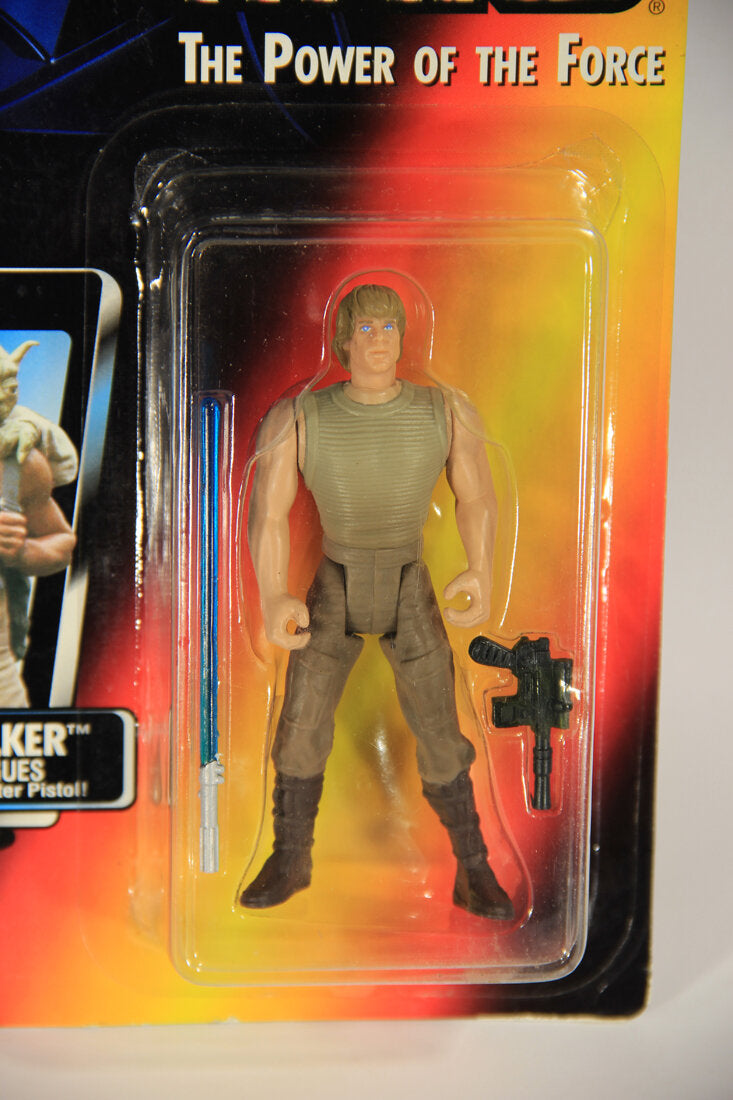 Star Wars Luke Skywalker In Dagobah Fatigues Short Lightsaber 1995 POTF ENG Red Card L015327
