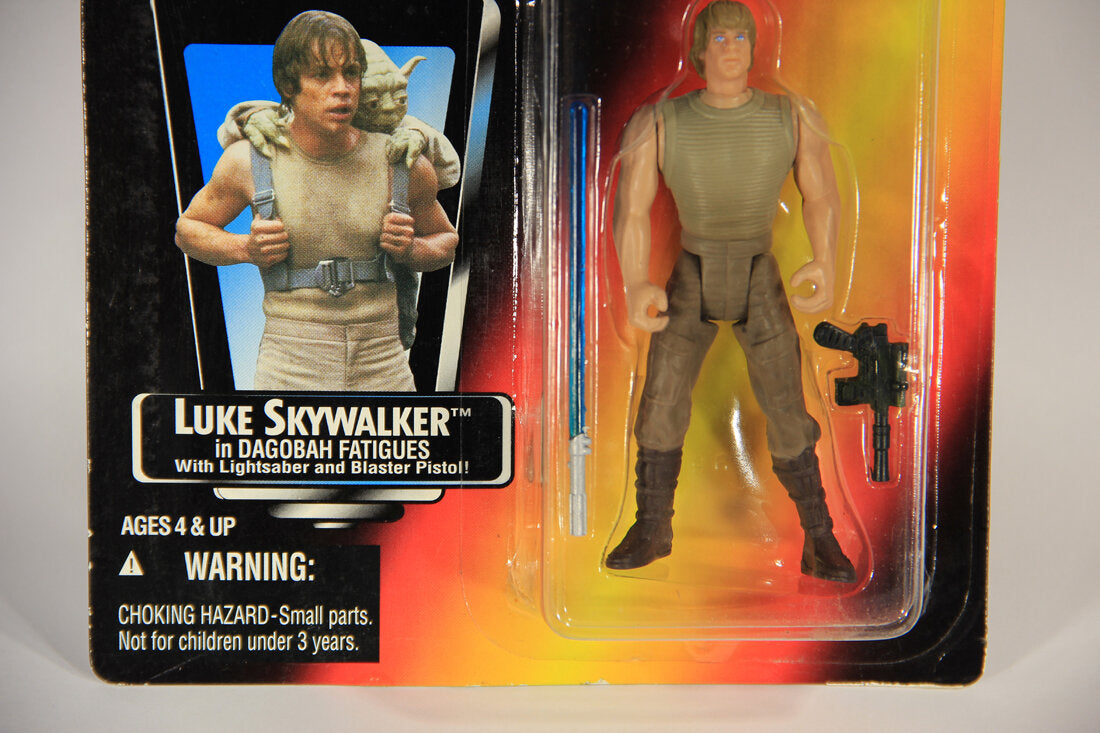 Star Wars Luke Skywalker In Dagobah Fatigues Short Lightsaber 1995 POTF ENG Red Card L015327