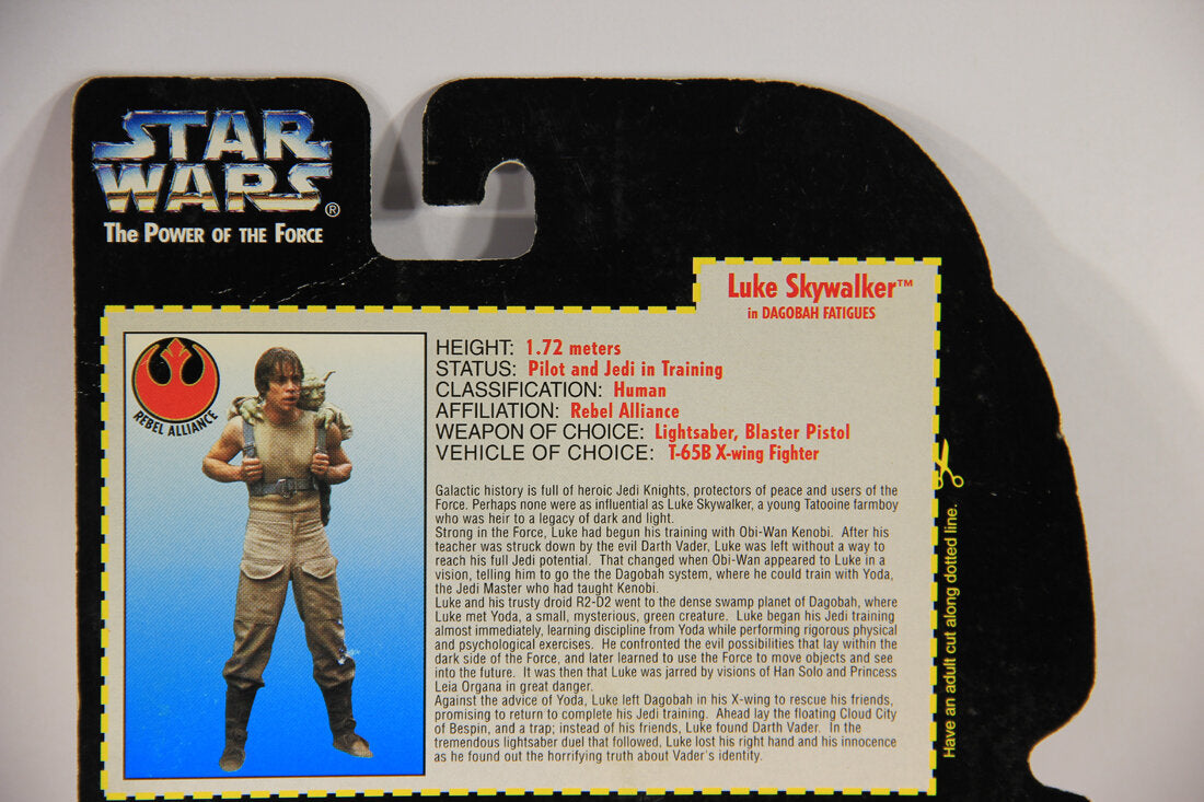 Star Wars Luke Skywalker In Dagobah Fatigues Short Lightsaber 1995 POTF ENG Red Card L015327