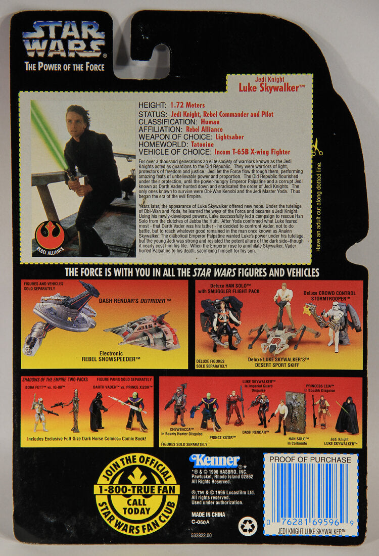Star Wars Luke Skywalker Jedi Knight Brown Vest Variant 1996 POTF Figure ENG Red Card L015329