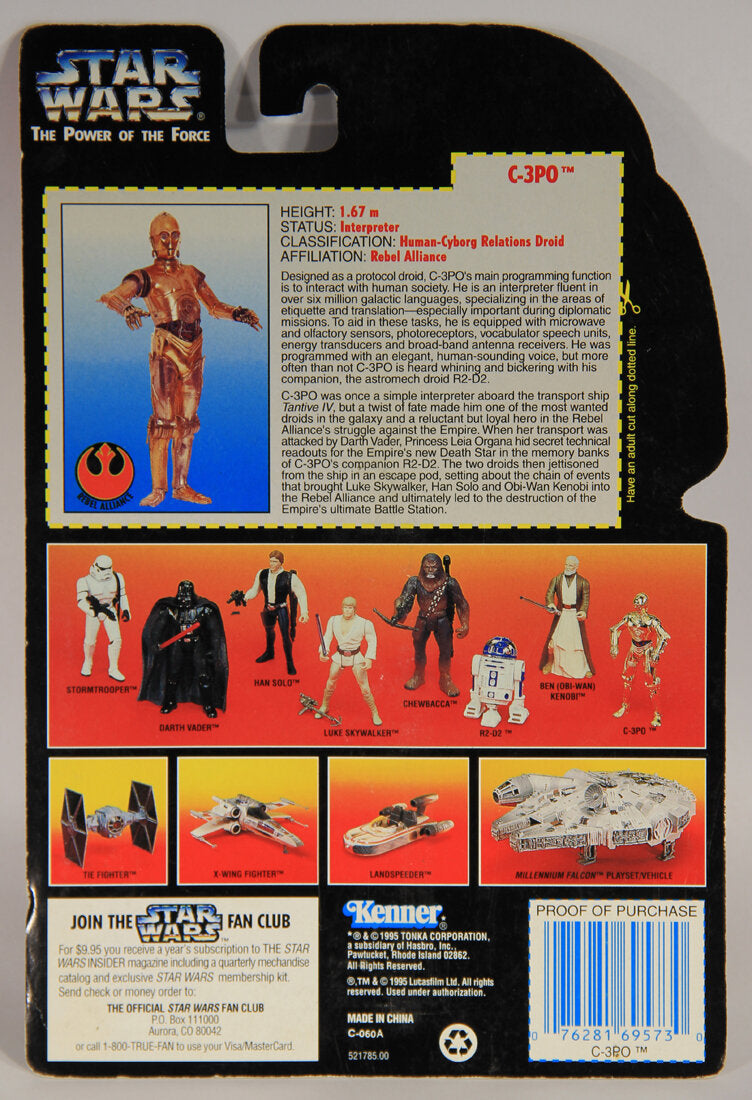 Star Wars C-3PO 1995 POTF Action Figure ENG Red Card L015335