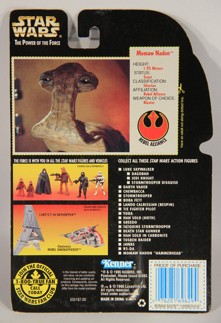 Star Wars Momaw Nadon Hammerhead 1996 POTF Action Figure ENG Red Card L015408